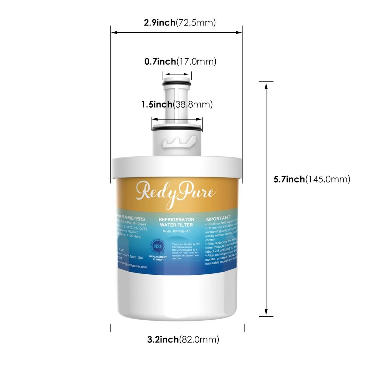RedyPure Samsung HAFCU1 Fridge Water Filter Replacement for DA29-00003B Haf-Cin/Ex 2 Pack