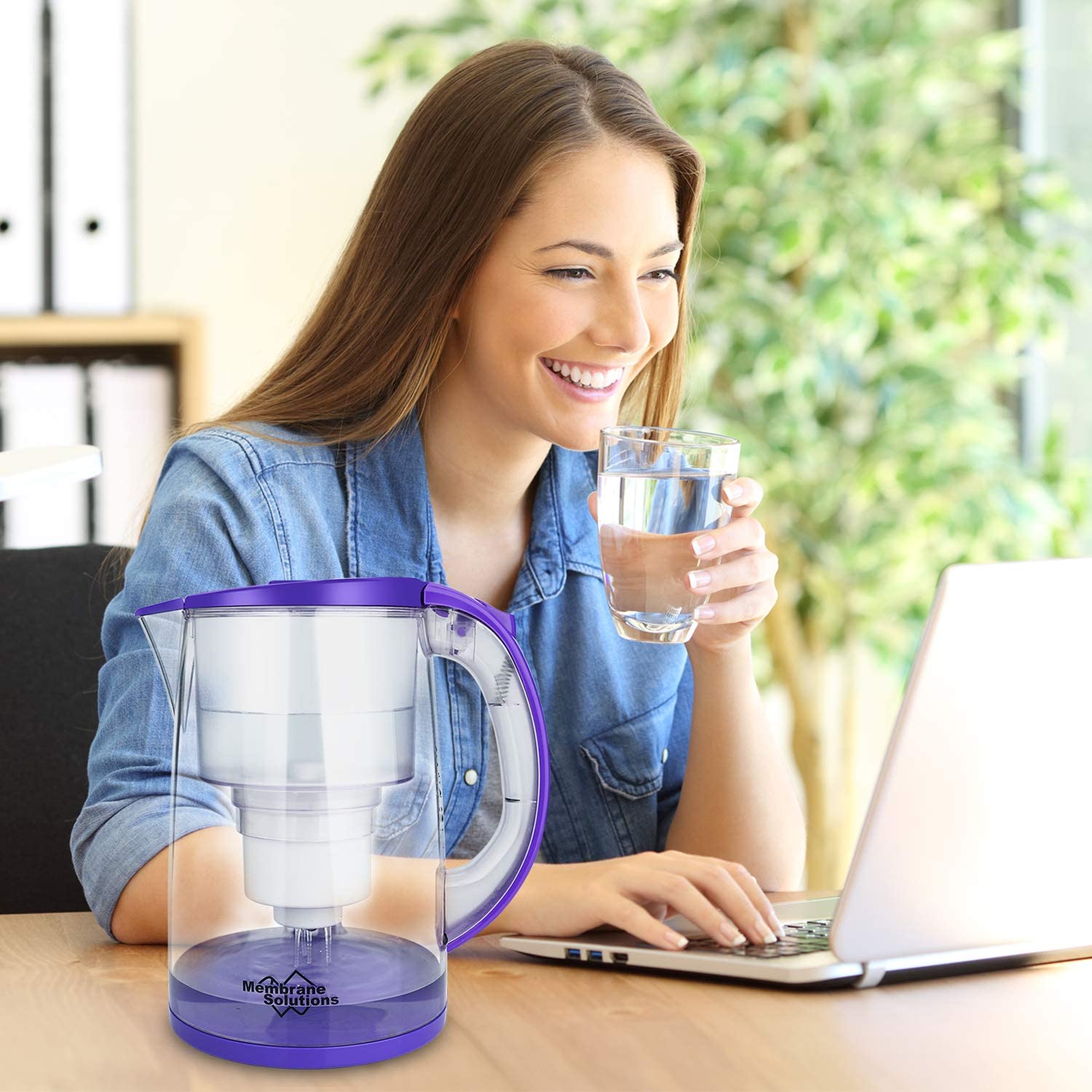 Sapphire Water Pitcher With 3 Filters – 48 Oz, BPA-Free, Reduces Chlorine & Metals (Clear/Blue)