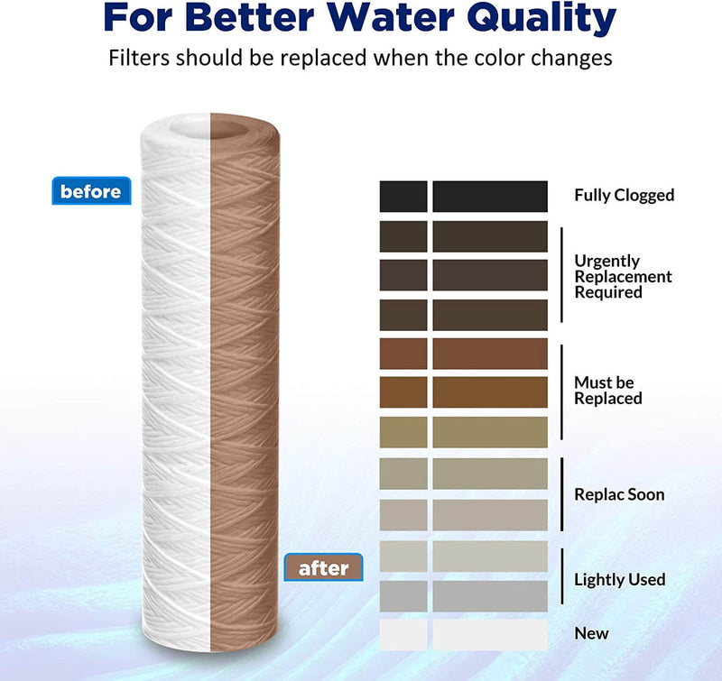 Membrane Solutions 10" x 2.5" String Wound Whole House Water Filter Replacement Cartridge Universal Sediment Filters for Well Water