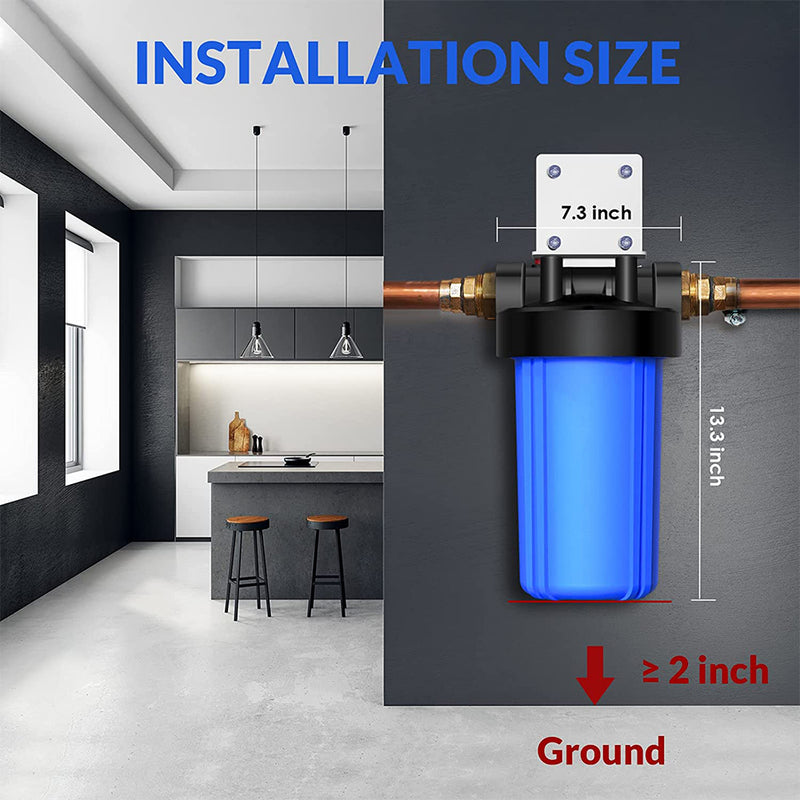 SimPure DB10P Big Blue 10 Inch Whole House Water Filter Housing for 4.5 x 10 Inch Universal Size Filter
