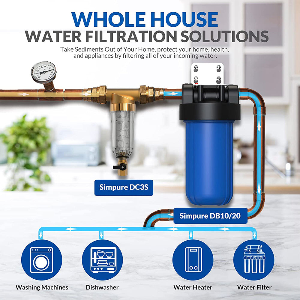SimPure DC5S Whole House Anti Scale Spin Down Water Filter