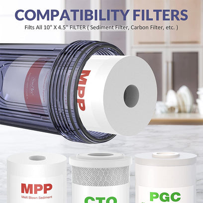 SimPure DB10C Clear 10 Inch Whole House Water Filter Housing for 4.5 x 10 Inch Standard Size Filter